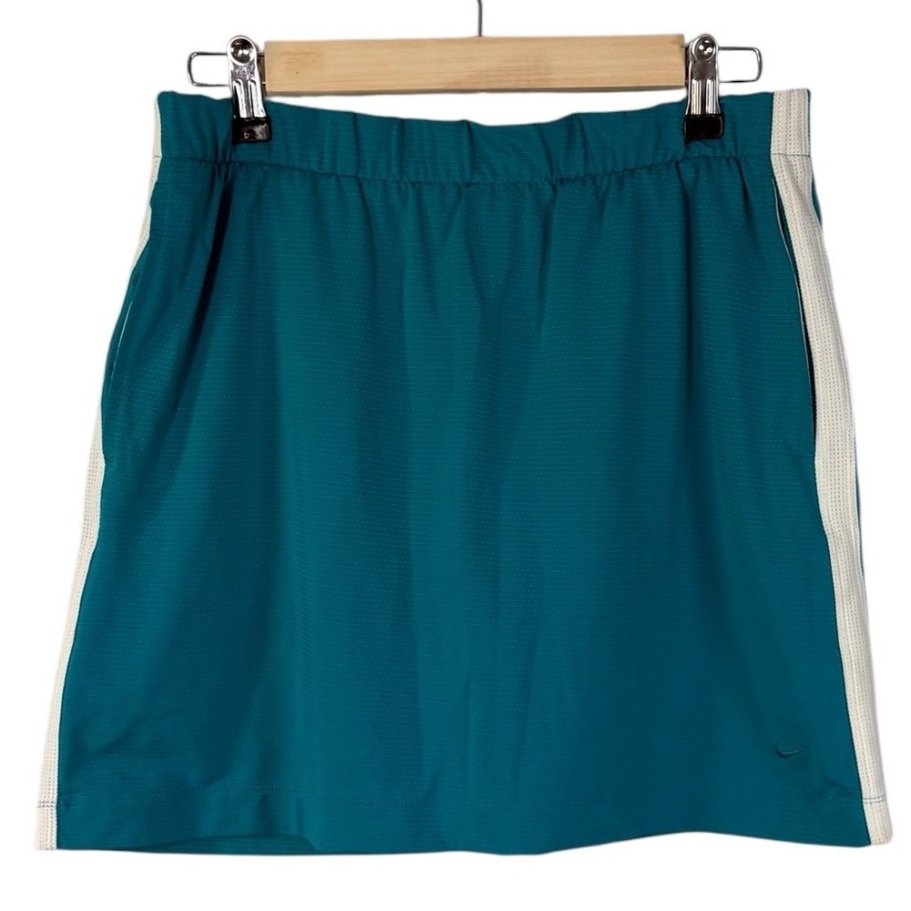 Nike Golf Women Teal Blue Fit Dry Athletic Skort White Mesh Side Stripe  Size SM